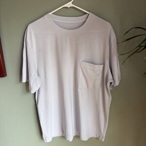 Lululemon Shirt Mens Light Blue Short Sleeve Pocket Crewneck Tee Soft Casual Med